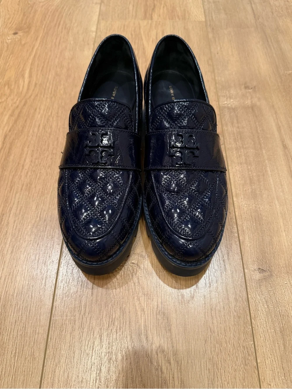 Tory Burch Mini Everly Chunky Loafers in navy